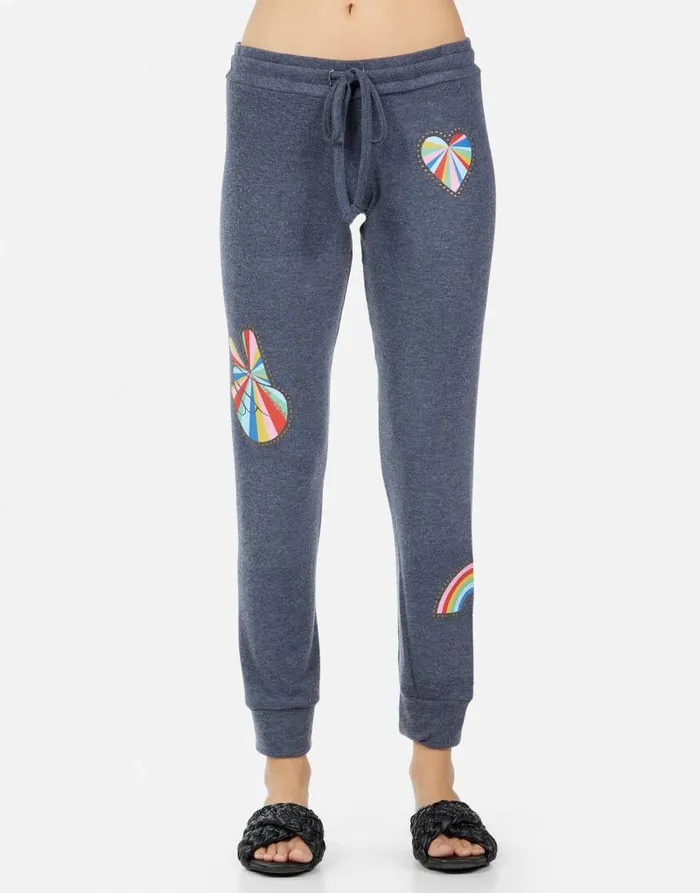 Kizzy Studded Stripe Peace Navy Women Lauren Moshi Long Sweatpants