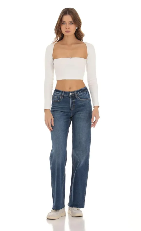 Knitted Crop Top White Women LUCY IN THE SKY Tops Knitted Crop Top White Women LUCY IN THE SKY Tops