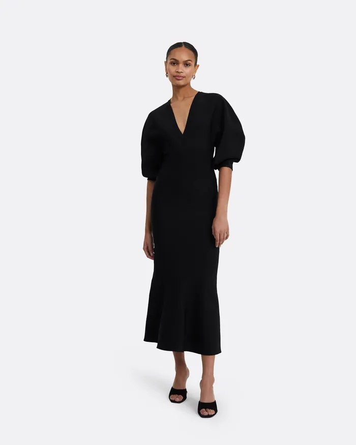 Knitwear Kiera Black Knit Midi Dress Black 8211 Safiyaa Women