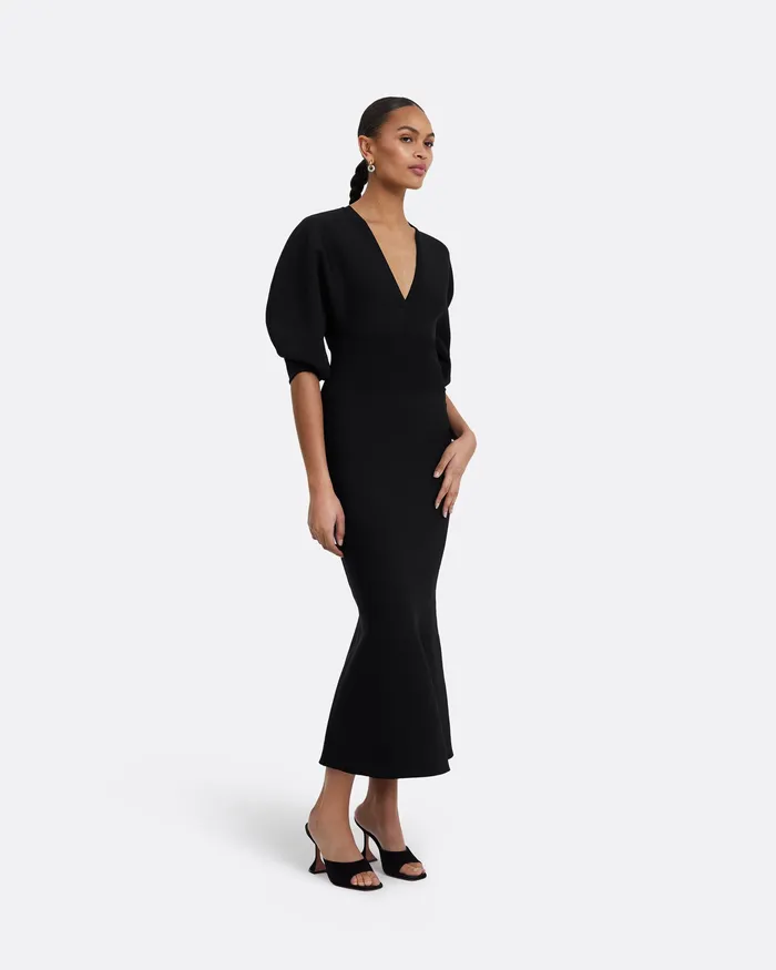 Knitwear Kiera Black Knit Midi Dress Black 8211 Safiyaa Women