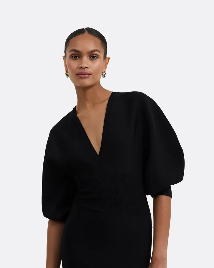 Knitwear Kiera Black Knit Midi Dress Black 8211 Safiyaa Women