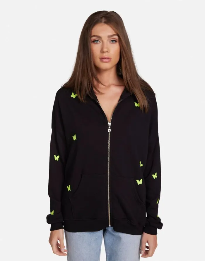 Koa Neon Peace Love Butterflies Black Women Lauren Moshi Hoodies