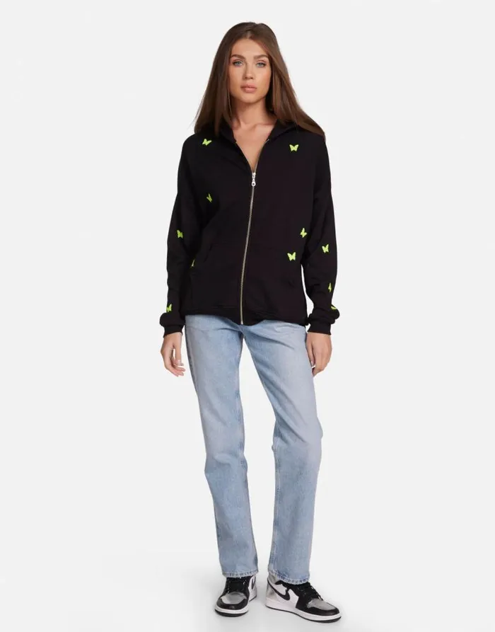 Koa Neon Peace Love Butterflies Black Women Lauren Moshi Hoodies