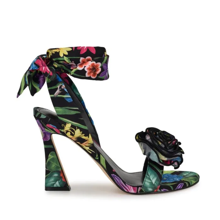 Krave Rosette Sandals Black Floral Women Nine West Sandals