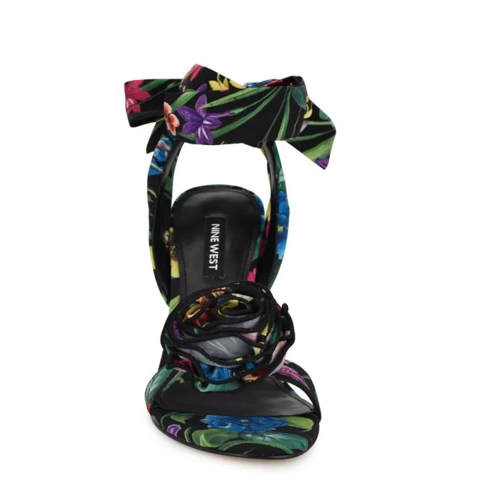 Krave Rosette Sandals Black Floral Women Nine West Sandals Krave Rosette Sandals Black Floral Women Nine West Sandals