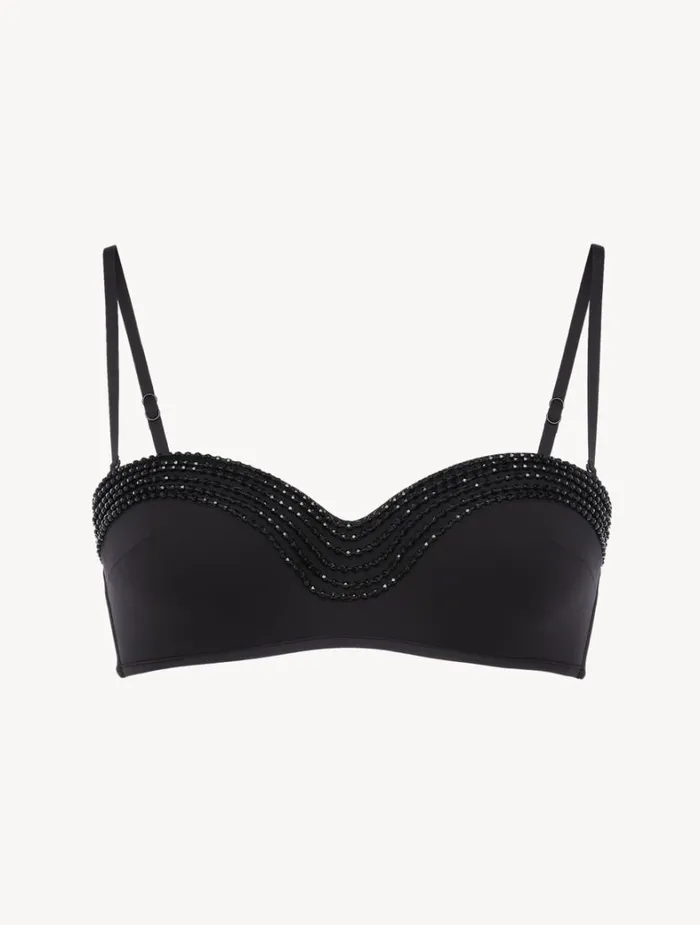 La Perla Bandeau Bikini Top In Black With Beading Women Bikinis