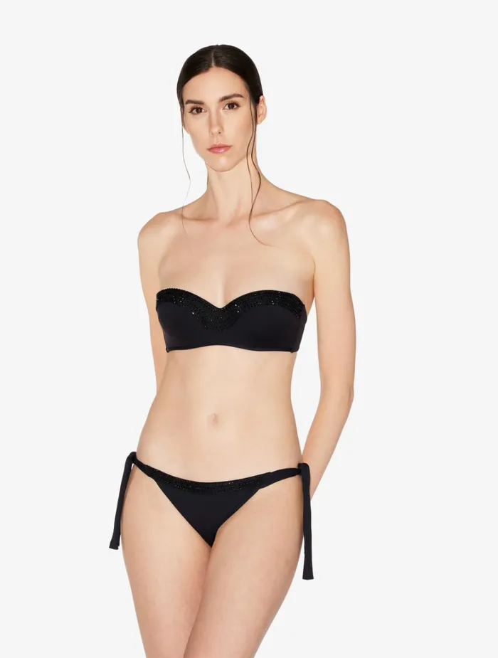 La Perla Bandeau Bikini Top In Black With Beading Women Bikinis