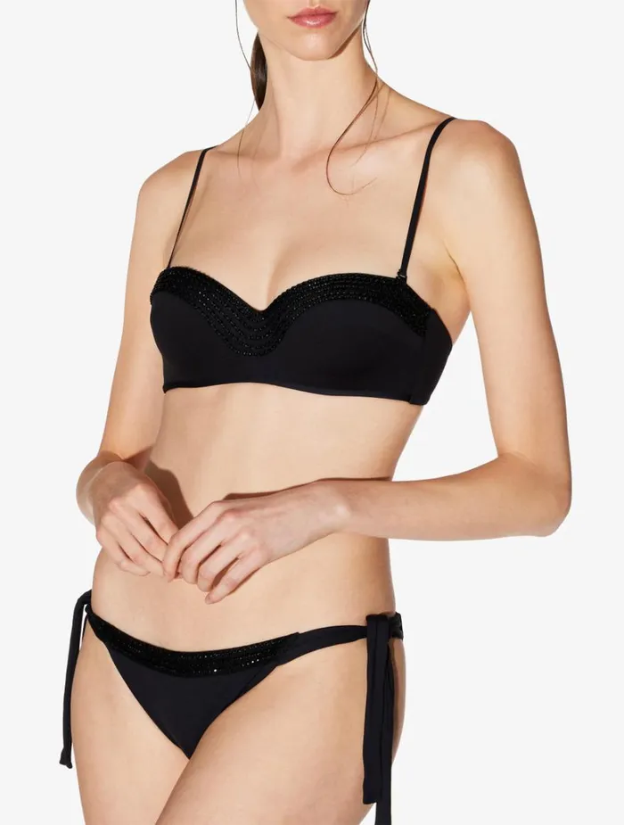 La Perla Bandeau Bikini Top In Black With Beading Women Bikinis