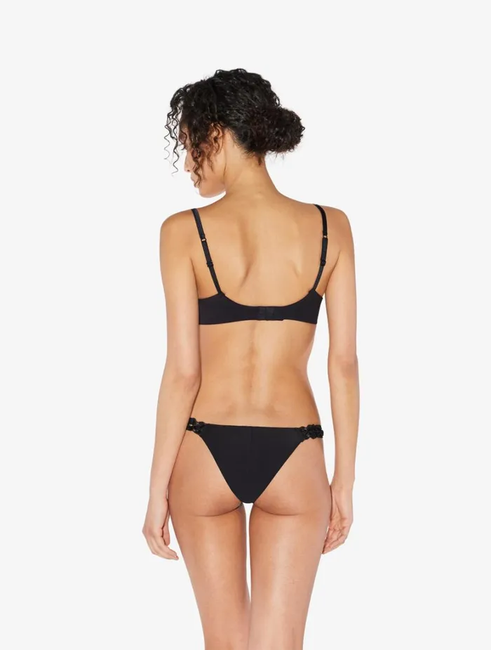 La Perla Brazilian Brief In Black Lycra With Embroidered Tulle Women Brazilian