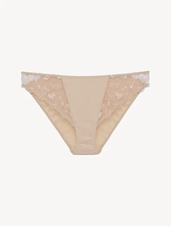 La Perla Briefs In Halo And Ivory Nude With Embroidered Tulle Women Midrise