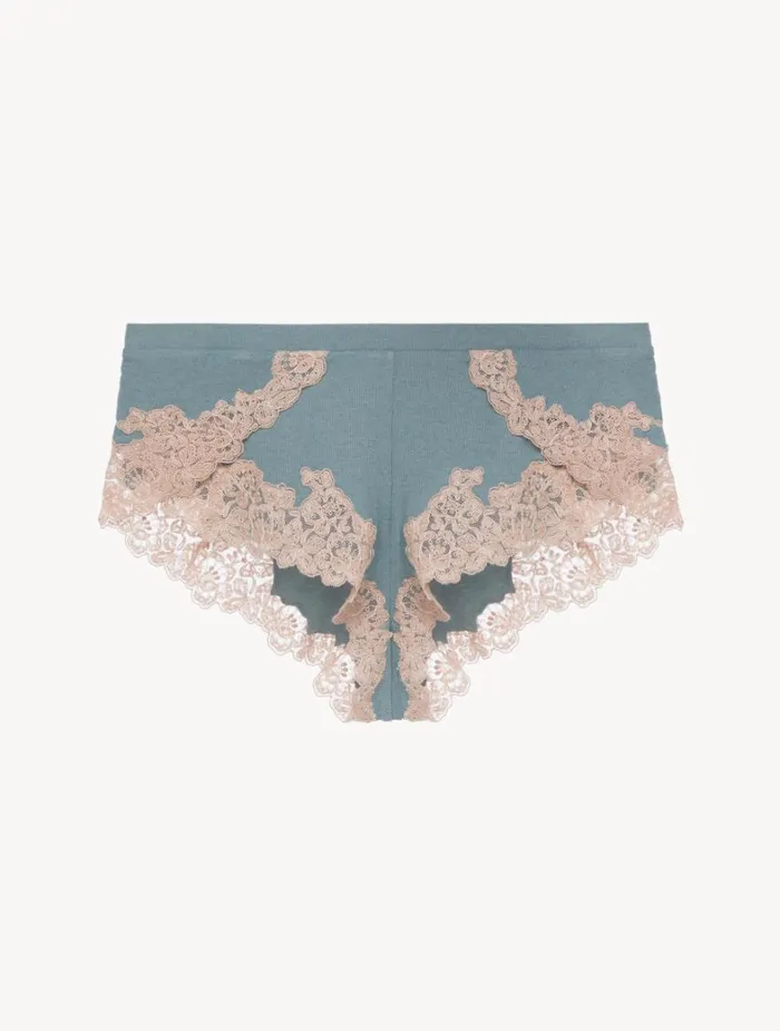 La Perla Cashmere Blend Ribbed Sleep Shorts In Sleepy Dream With Frastaglio Women Pajamas