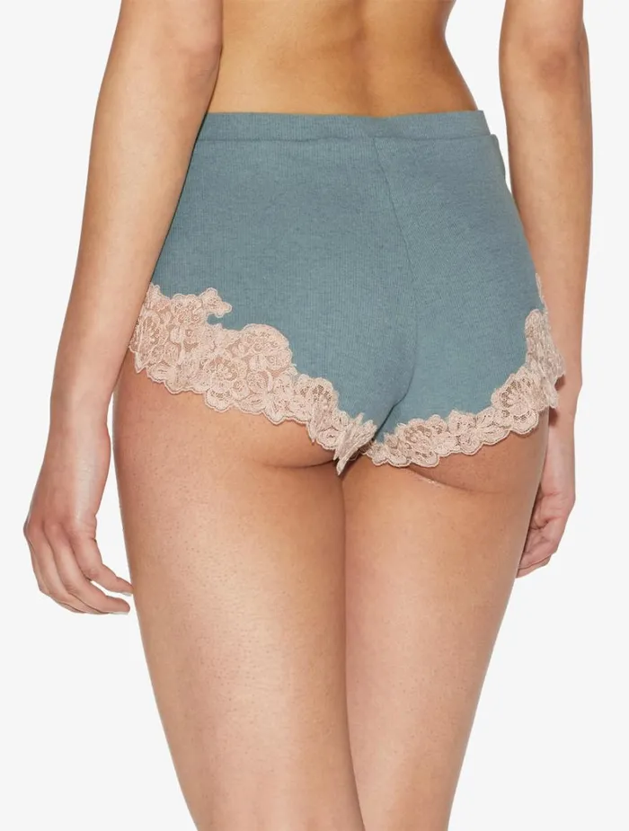 La Perla Cashmere Blend Ribbed Sleep Shorts In Sleepy Dream With Frastaglio Women Pajamas