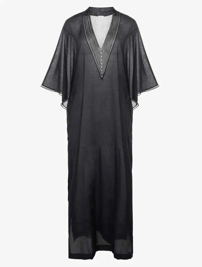 La Perla Kaftan In Black With Beading Women Beach Coverups