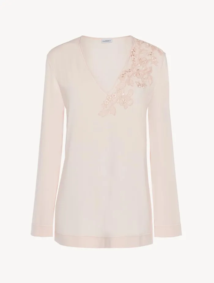 La Perla Longsleeved Top In Pink Modal Women Camisoles