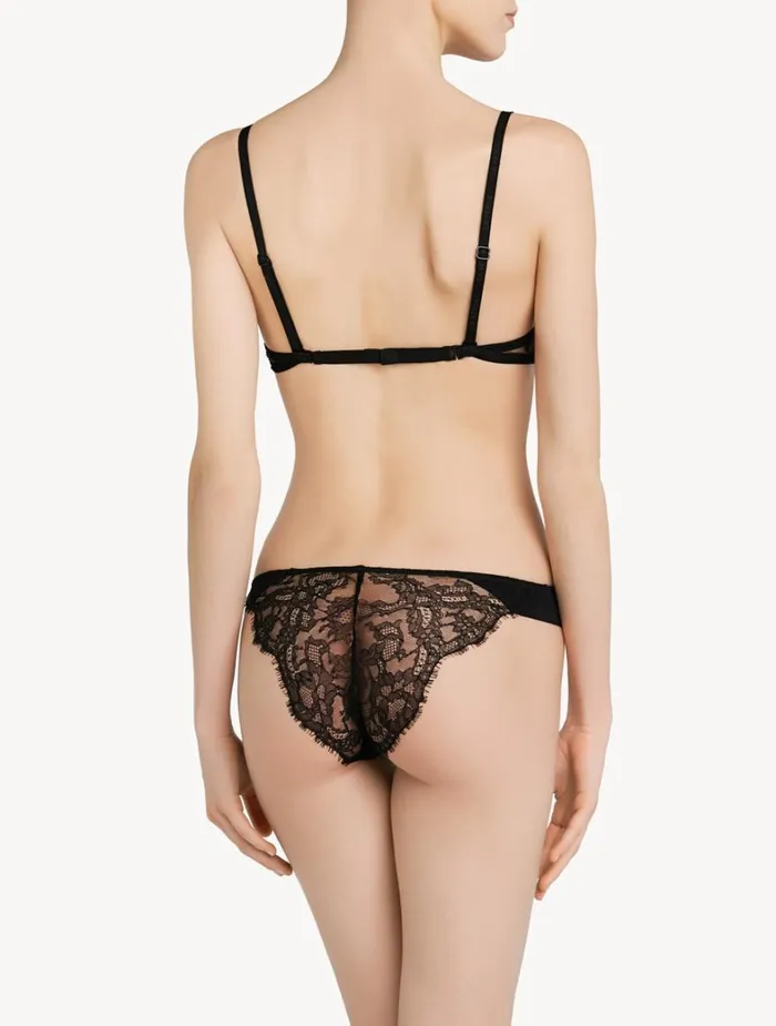 La Perla Luxury Black Brazilian Panties With Chantilly Lace Women Brazilian