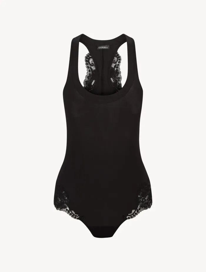 La Perla Luxury Cotton Bodysuit In Black Women Bodysuits and Bustiers