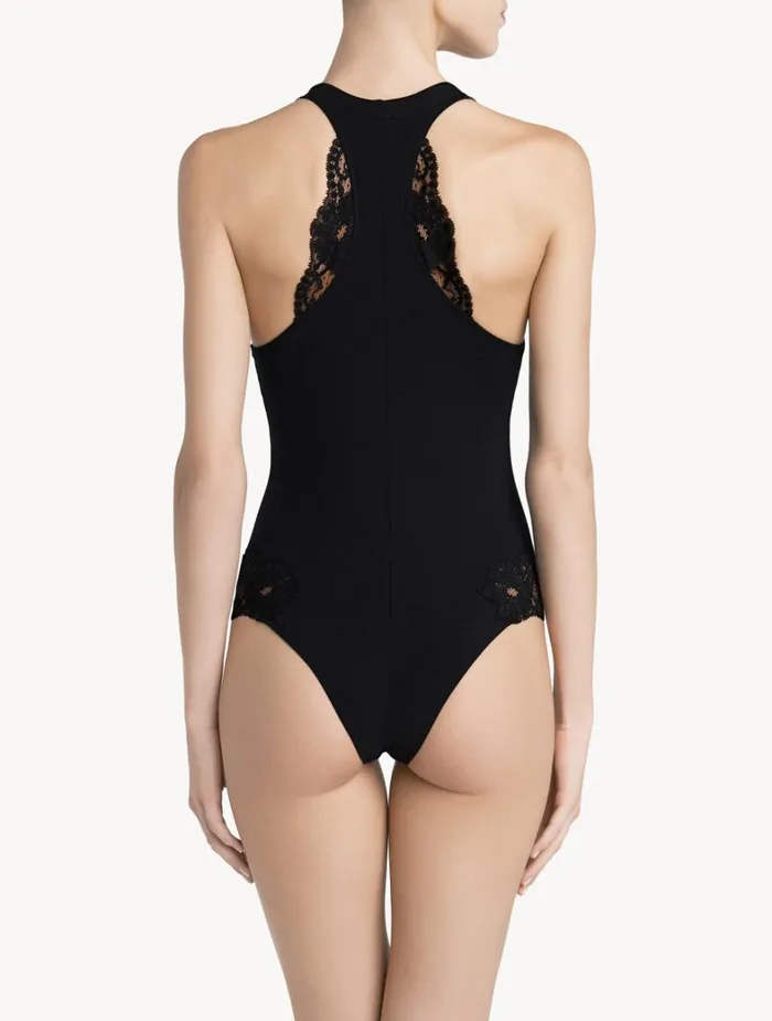 La Perla Luxury Cotton Bodysuit In Black Women Bodysuits and Bustiers