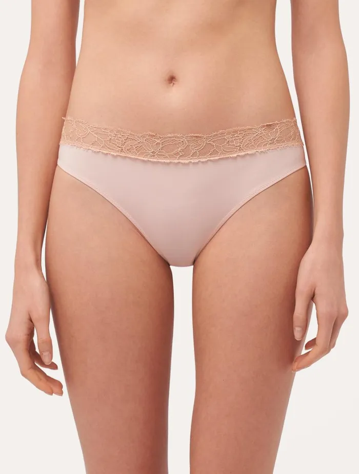 La Perla Luxury Lace MidRise Panties In Pink And Sand Women Midrise