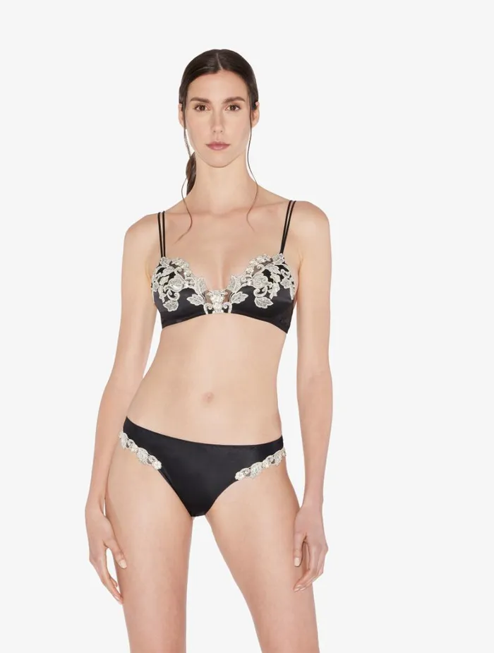La Perla Luxury Silk Brazilian Panties With Ivory Frastaglio Women Brazilian