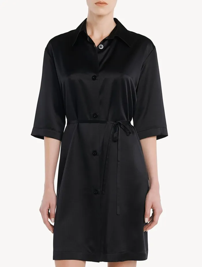 La Perla Luxury Silk Long Shirt In Black Women Silk Sleepwear La Perla Luxury Silk Long Shirt In Black Women Silk Sleepwear