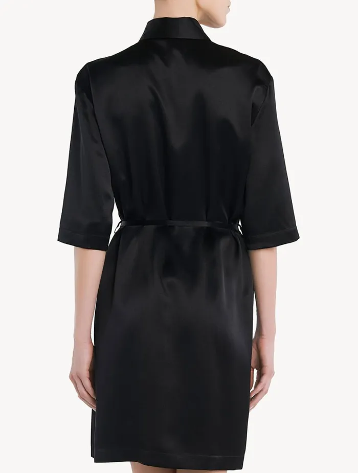 La Perla Luxury Silk Long Shirt In Black Women Silk Sleepwear La Perla Luxury Silk Long Shirt In Black Women Silk Sleepwear