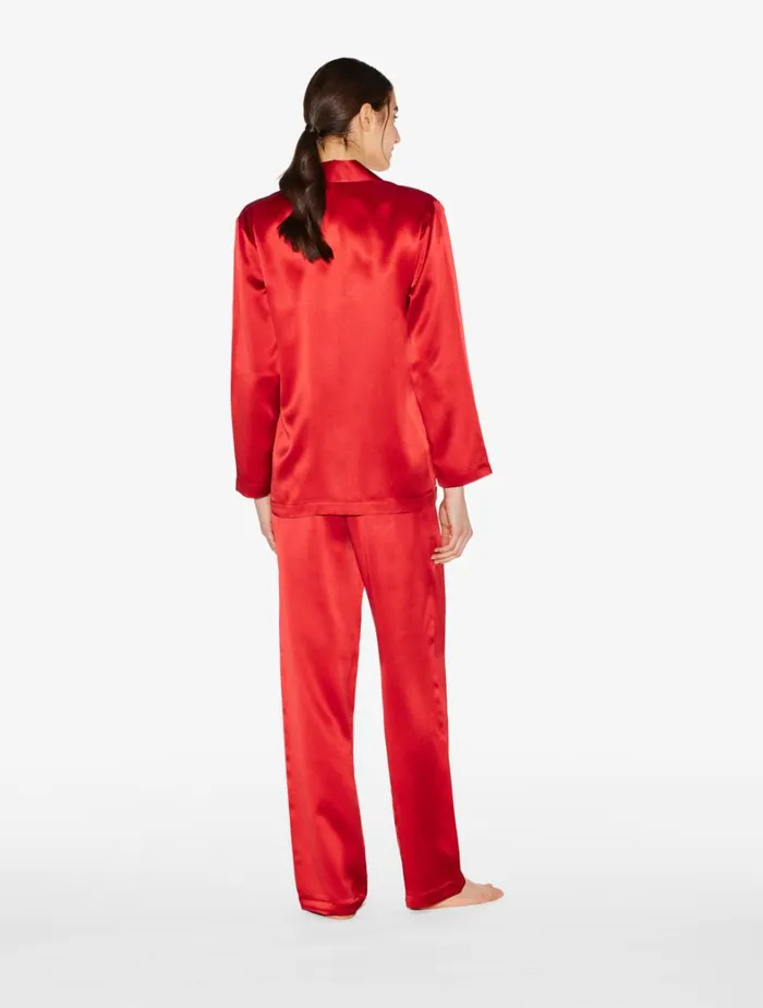 La Perla Luxury Silk Pajama Set In Garnet Red Women Pajamas