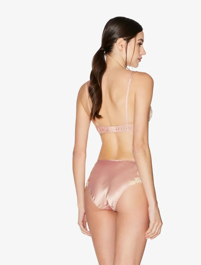 La Perla Luxury Silk Triangle Bra In Powder Pink With Frastaglio Women Triangle