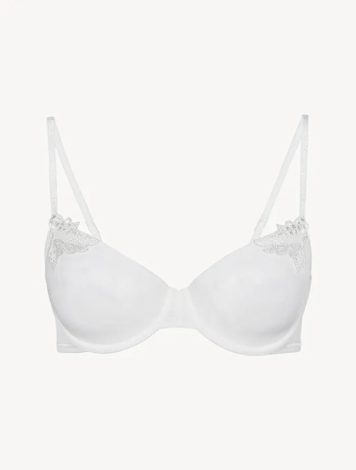 La Perla Luxury Stretch Tulle Balconette Bra In OffWhite Women Balconette