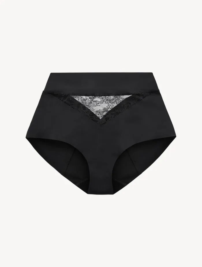 La Perla Lycra Control Fit HighWaist Panties In Black With Lace Women Highwaist