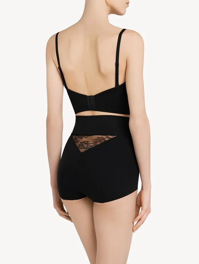 La Perla Lycra Control Fit HighWaist Panties In Black With Lace Women Highwaist