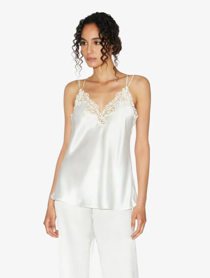 La Perla Offwhite Camisole In Silk With Macram Frastaglio Women Camisoles