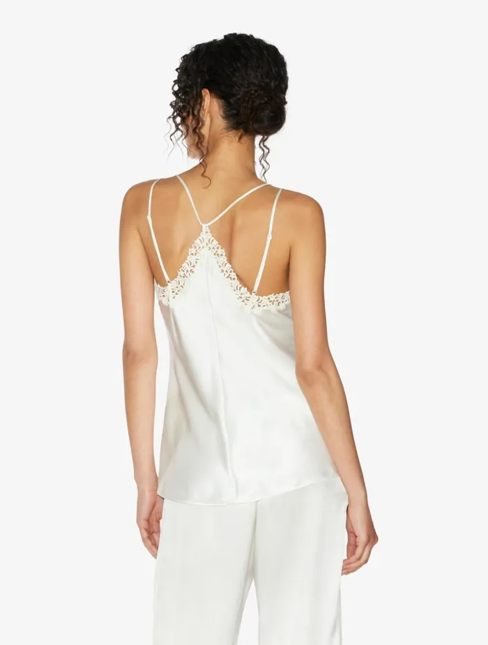 La Perla Offwhite Camisole In Silk With Macram Frastaglio Women Camisoles