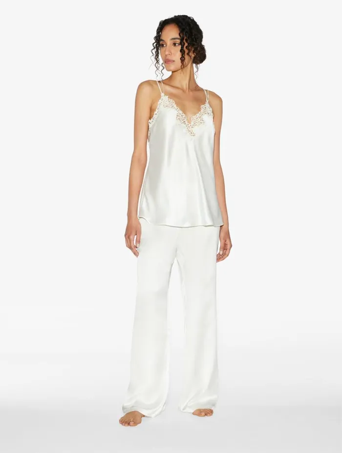 La Perla Offwhite Camisole In Silk With Macram Frastaglio Women Camisoles