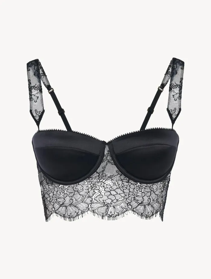 La Perla Padded Bralette In Black With Leavers Lace Women Bralette
