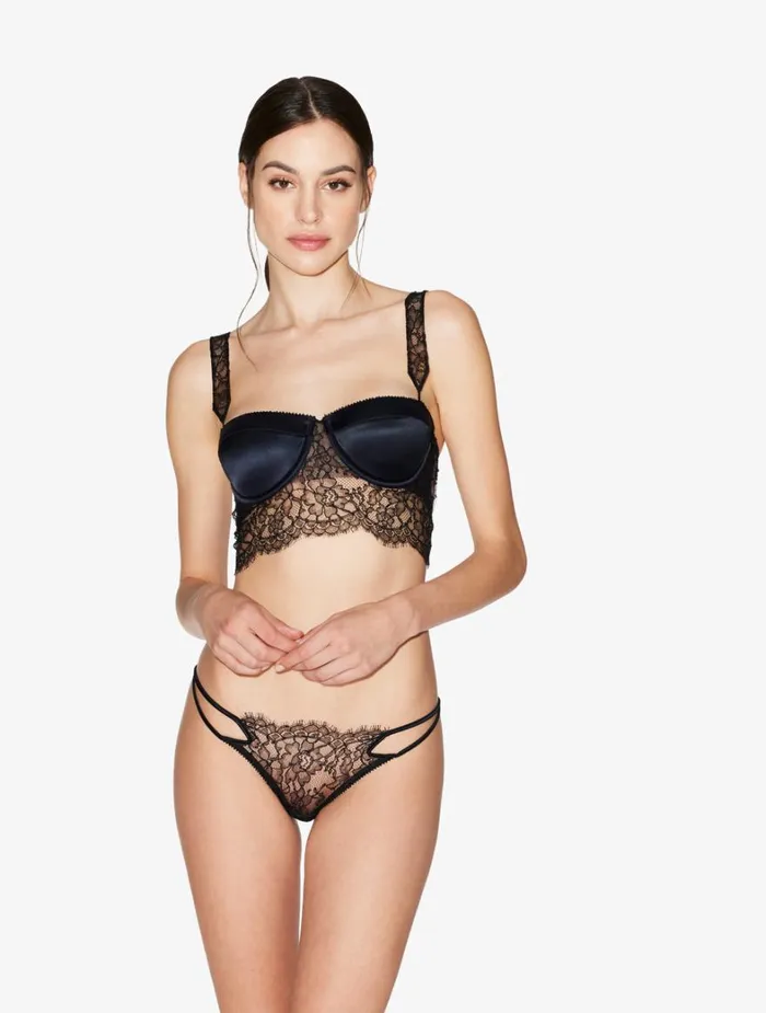 La Perla Padded Bralette In Black With Leavers Lace Women Bralette