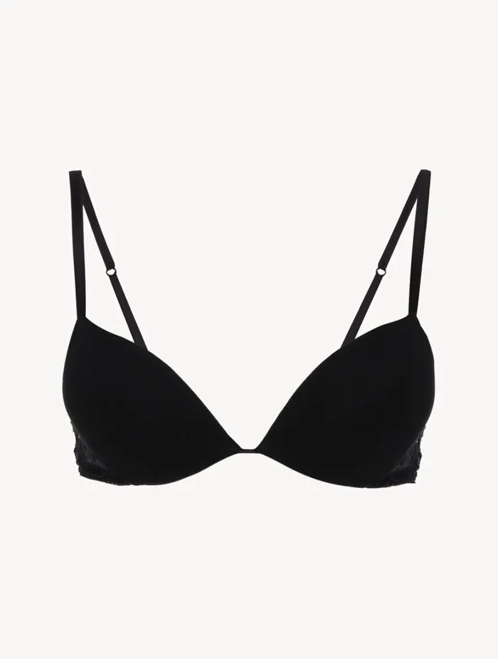 La Perla Push Up Bra In Onyx With Embroidered Tulle Women Padded