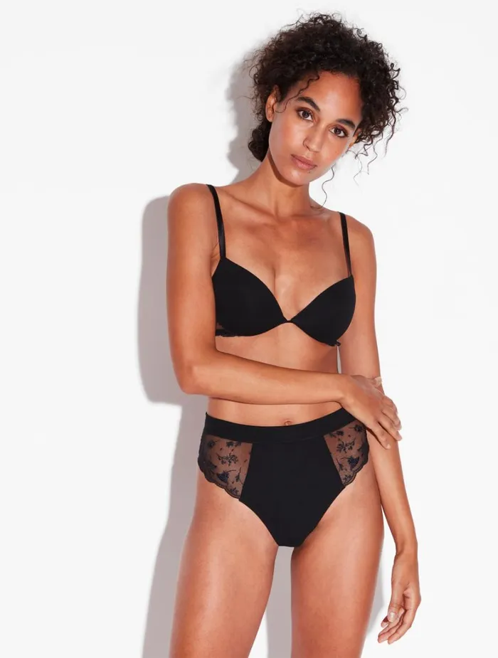 La Perla Push Up Bra In Onyx With Embroidered Tulle Women Padded