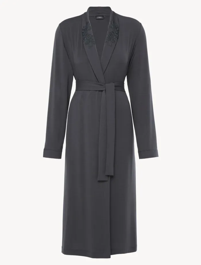 La Perla Robe In Charcoal Grey Women Loungewear