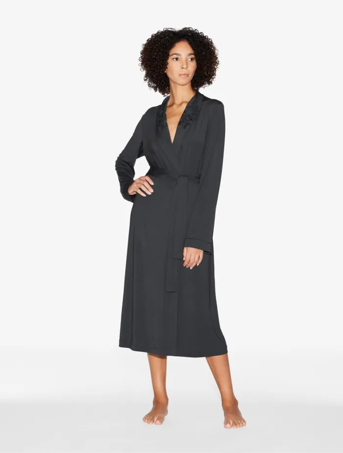 La Perla Robe In Charcoal Grey Women Loungewear