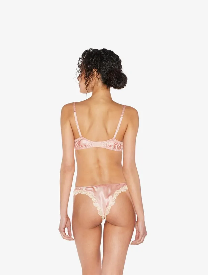 La Perla Silk Brazilian Panties In Pink With Ivory Frastaglio Women Brazilian