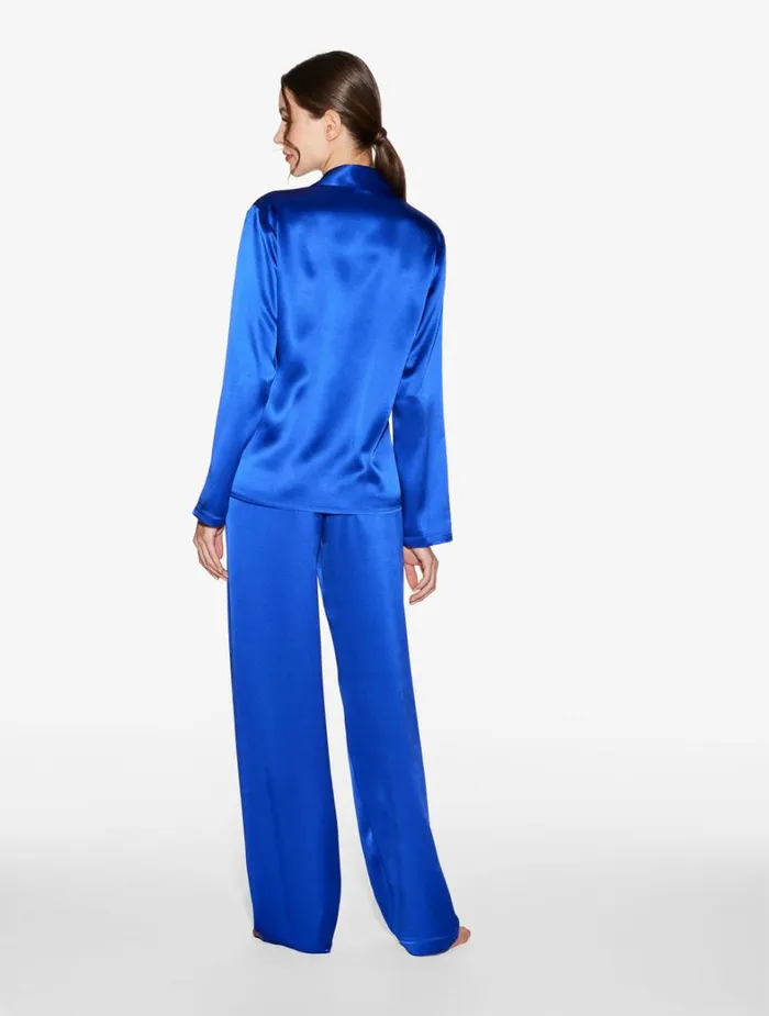 La Perla Silk Pajama Set In Electric Blue Women Pajamas