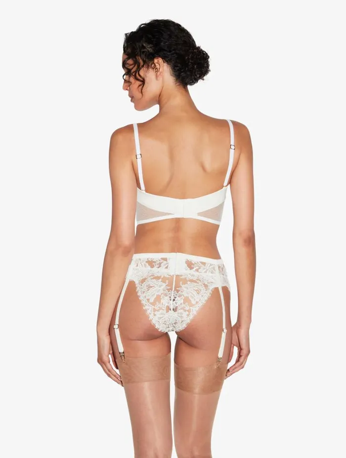La Perla Suspender Belt In Off White With Cotton Leavers Lace Women Garter Belts