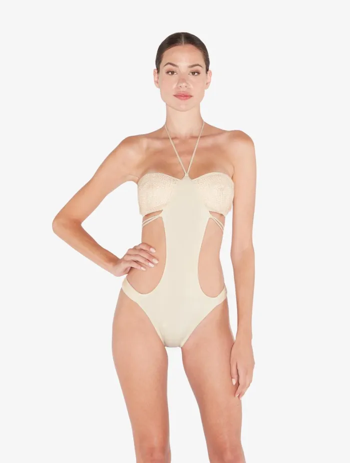 La Perla Trikini In Nude With Beading Women Bikinis