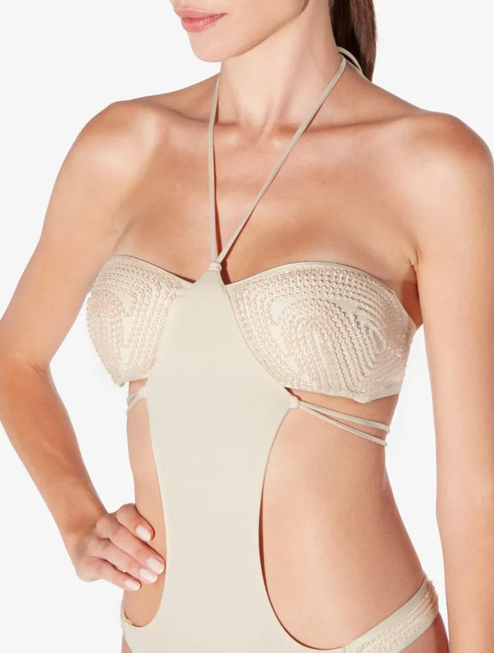 La Perla Trikini In Nude With Beading Women Bikinis