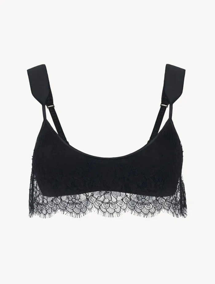 La Perla Wireless Bra In Black With Lace Overlay Women Padded