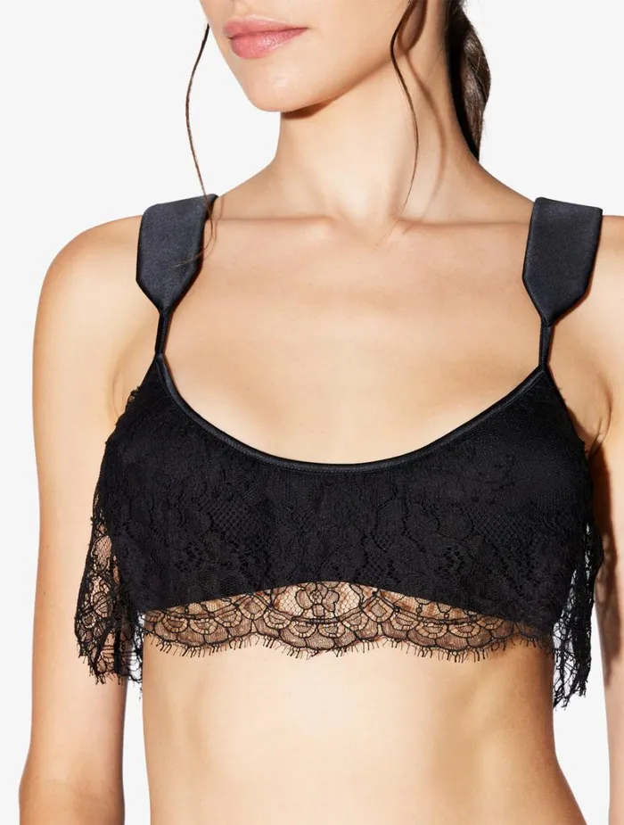 La Perla Wireless Bra In Black With Lace Overlay Women Padded