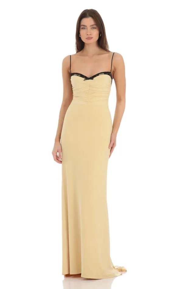Lace Bust Open Back Maxi Dress Yellow Women LUCY IN THE SKY Maxi Dresses Lace Bust Open Back Maxi Dress Yellow Women LUCY IN THE SKY Maxi Dresses