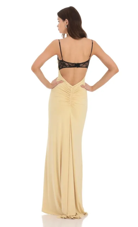 Lace Bust Open Back Maxi Dress Yellow Women LUCY IN THE SKY Maxi Dresses Lace Bust Open Back Maxi Dress Yellow Women LUCY IN THE SKY Maxi Dresses