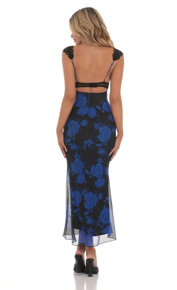 Lace Cutout Floral Maxi Dress Black And Blue Women LUCY IN THE SKY Maxi Dresses Lace Cutout Floral Maxi Dress Black And Blue Women LUCY IN THE SKY Maxi Dresses