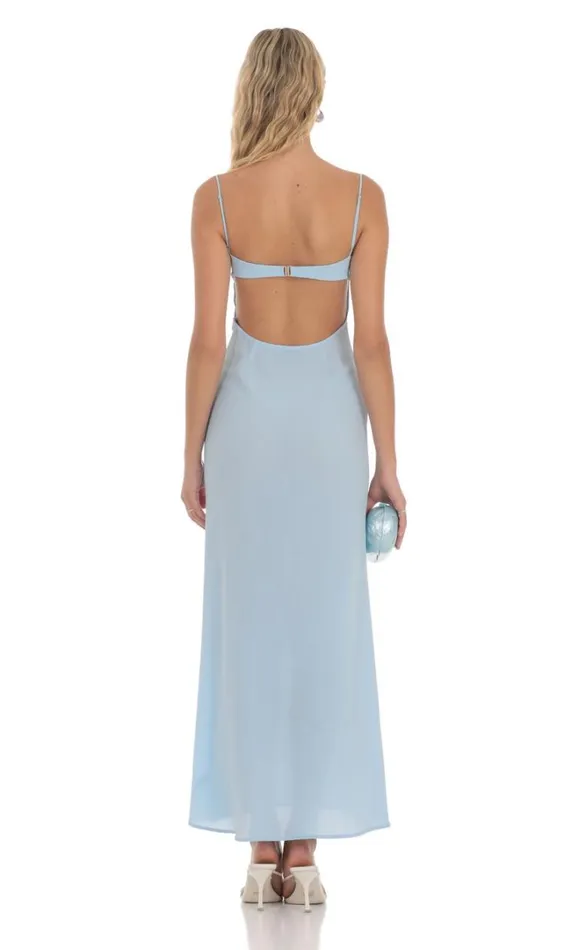 Lace Trim Maxi Dress Light Blue Women LUCY IN THE SKY Maxi Dresses Lace Trim Maxi Dress Light Blue Women LUCY IN THE SKY Maxi Dresses